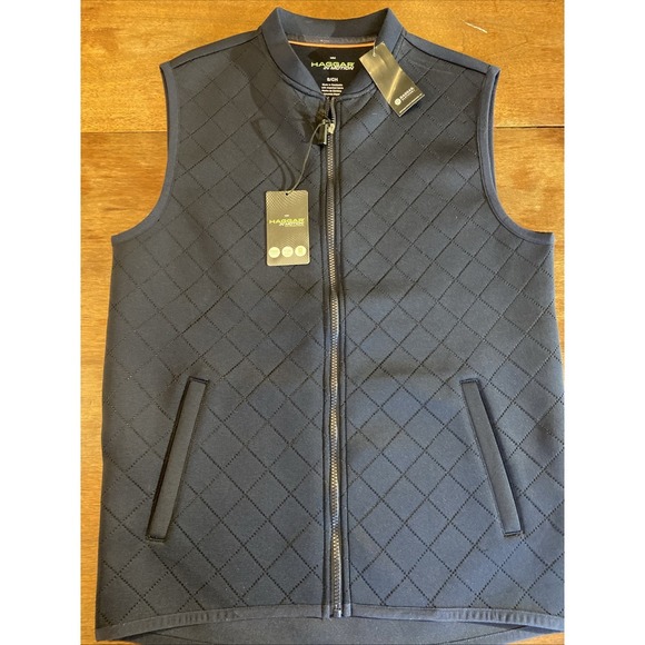 HAGGAR In Motion Quilted Look Zip-Front Vest Sz Small Navy NWT - Picture 4 of 9